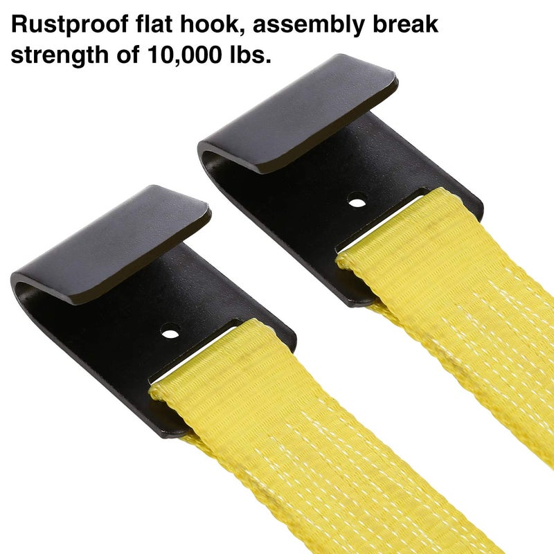 Trekassy Tow Dolly Straps for Car with Flat Hooks-2 Pack, Heavy Duty Car Tire Bonnet Net Fits 14"-17" Tires, 10, 000 lbs Break Strength, Includes 2 Axle Straps - Image 4